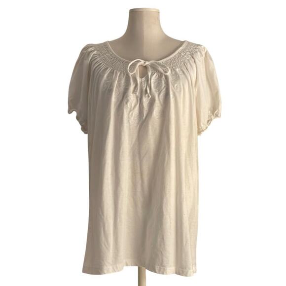 Carolyn Taylor Tops - Carolyn Taylor White Peasant Top | Size 2X